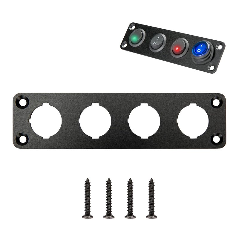 SDAQGE Switch Panel, Round 12 Volt Marine Switch Panel Aluminum Waterproof Rocker Switch Panel for Car Truck Marine Boat Rv Vehicle (4 Way) - Image 1